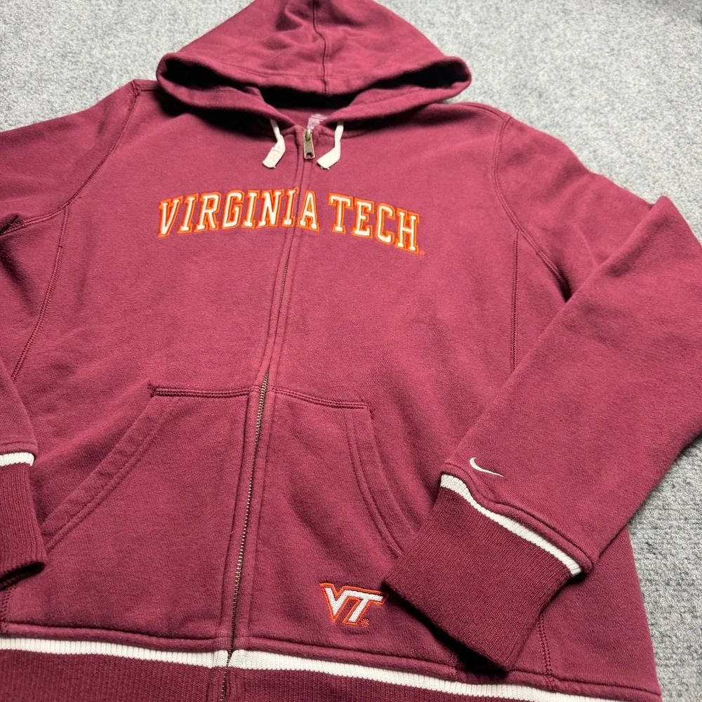 Nike Virginia Tech Hokies Full Zip Hoodie Maroon Kids Large L 12-14 Sweatshirt